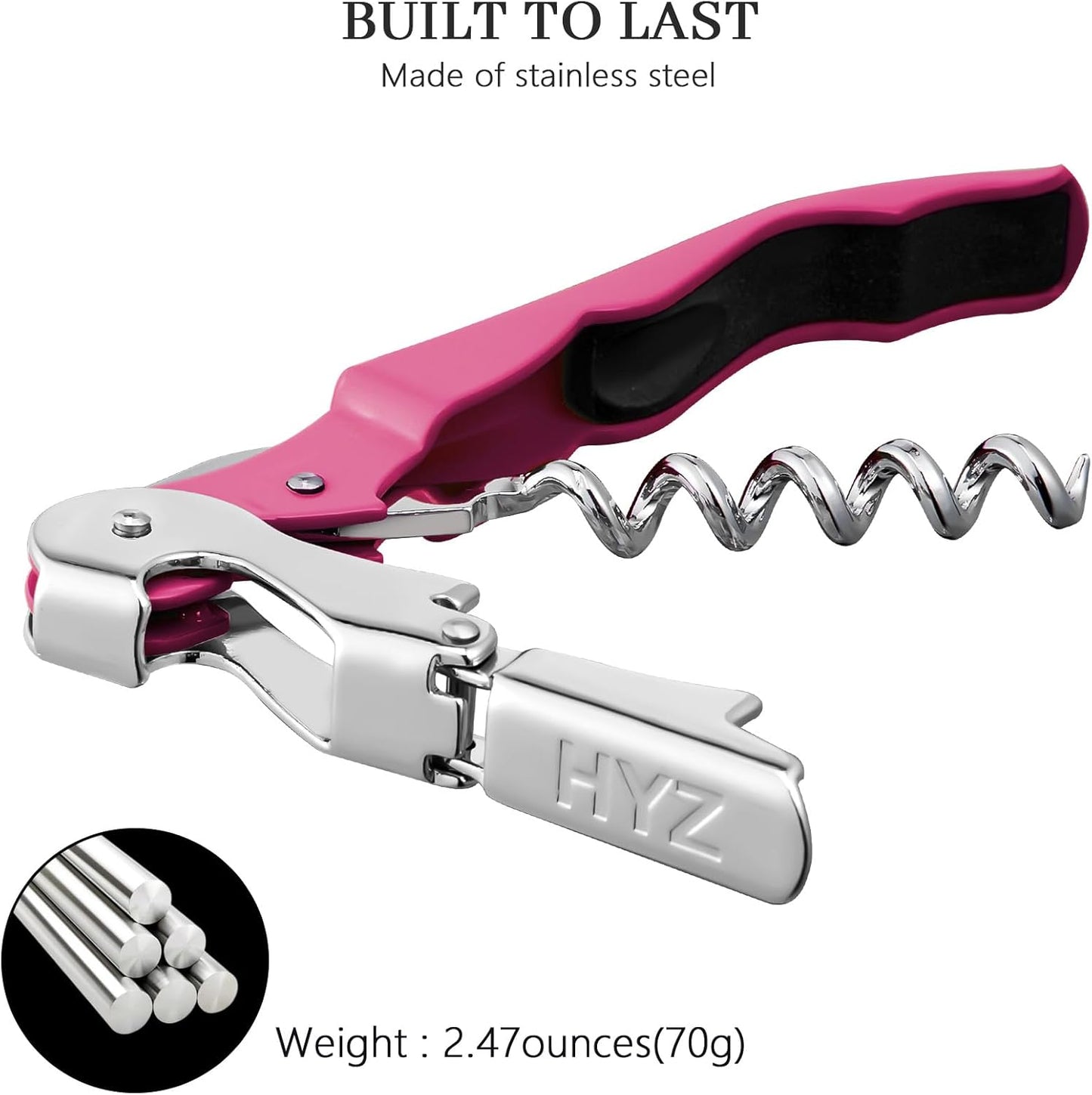 HYZ 2-Pack Wine Opener Waiter Corkscrew, Professional Wine Key for Servers, Bartender, with Foil Cutter, Manual Wine Bottle Opener Double Hinged (Black)