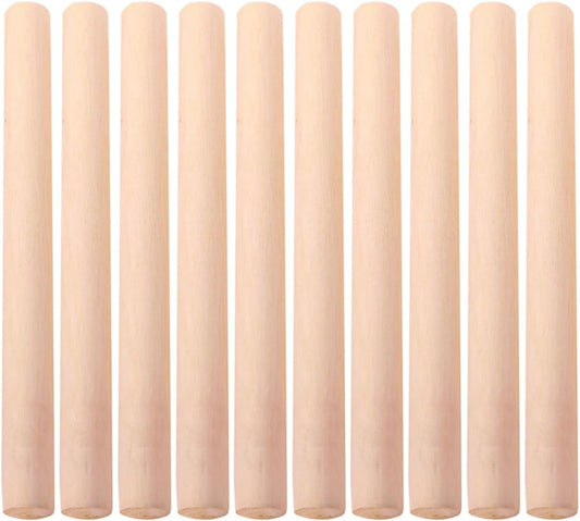 LABRIMP 10pcs Rolling Pin Wooden Dough Roller French Cookies from France Wood Biscuits Dough- Smooth Roller Wood Dough Roller Baking Tool Clay Tools Pie Crust Cake Dumpling