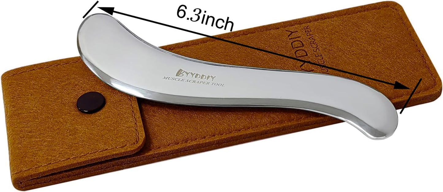 BYYDDIY Stainless Steel Gua Sha Muscle Scraper Tool,Scar Tissue Tool,Physical Therapy Tools,Muscle Scraping Tool,Guasha Massage Scraper,IASTM Tools,Skin Scraping Tool,Soft Tissue Massage Tool