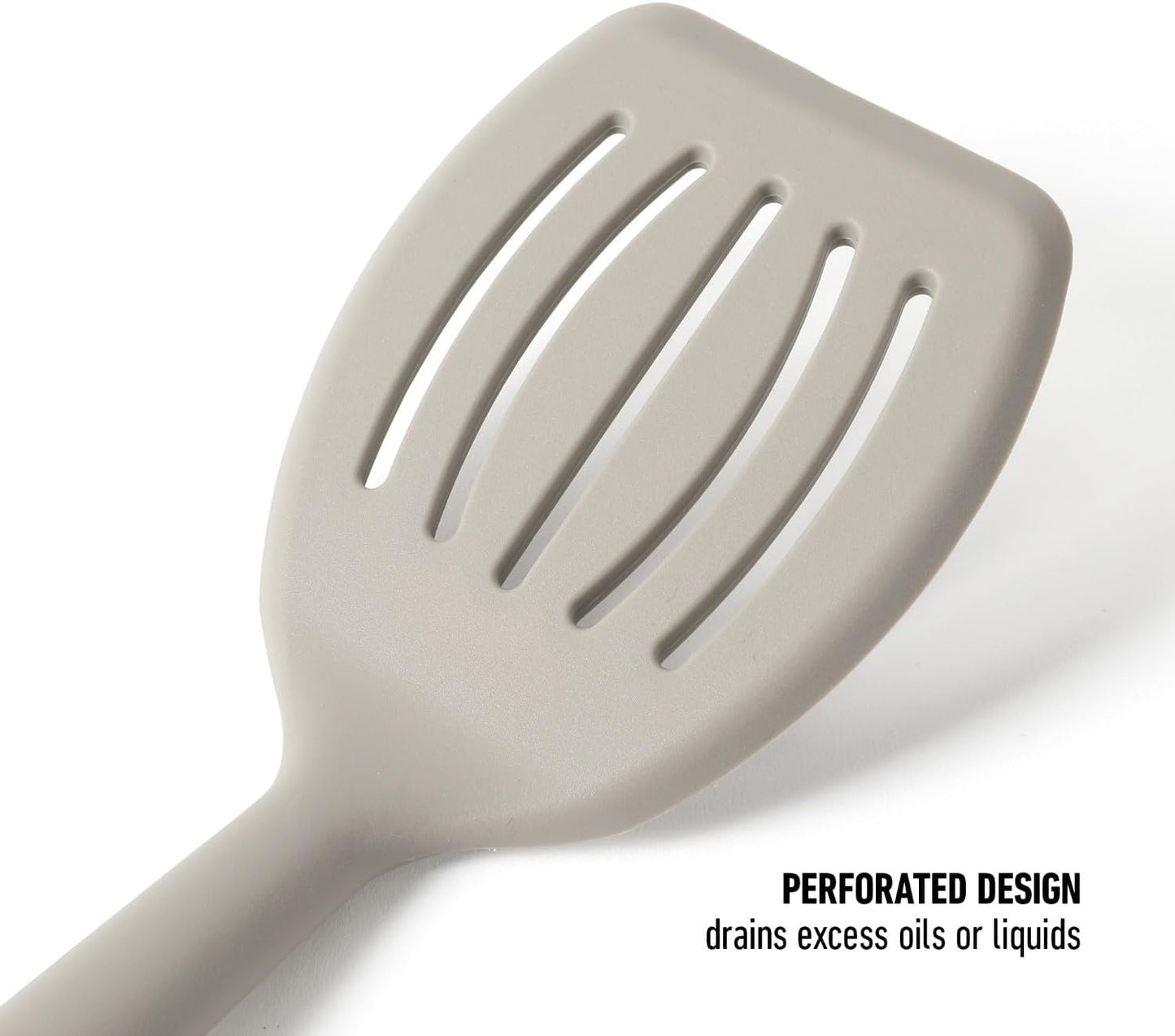 Calphalon Prime Slotted Turner, Kitchen Flipping Spatula, Slotted Spatula with Silicone Head and Stainless Steel Handle, Heat Resistant Nonstick Cookware for Flipping and Draining (Navy Blue)