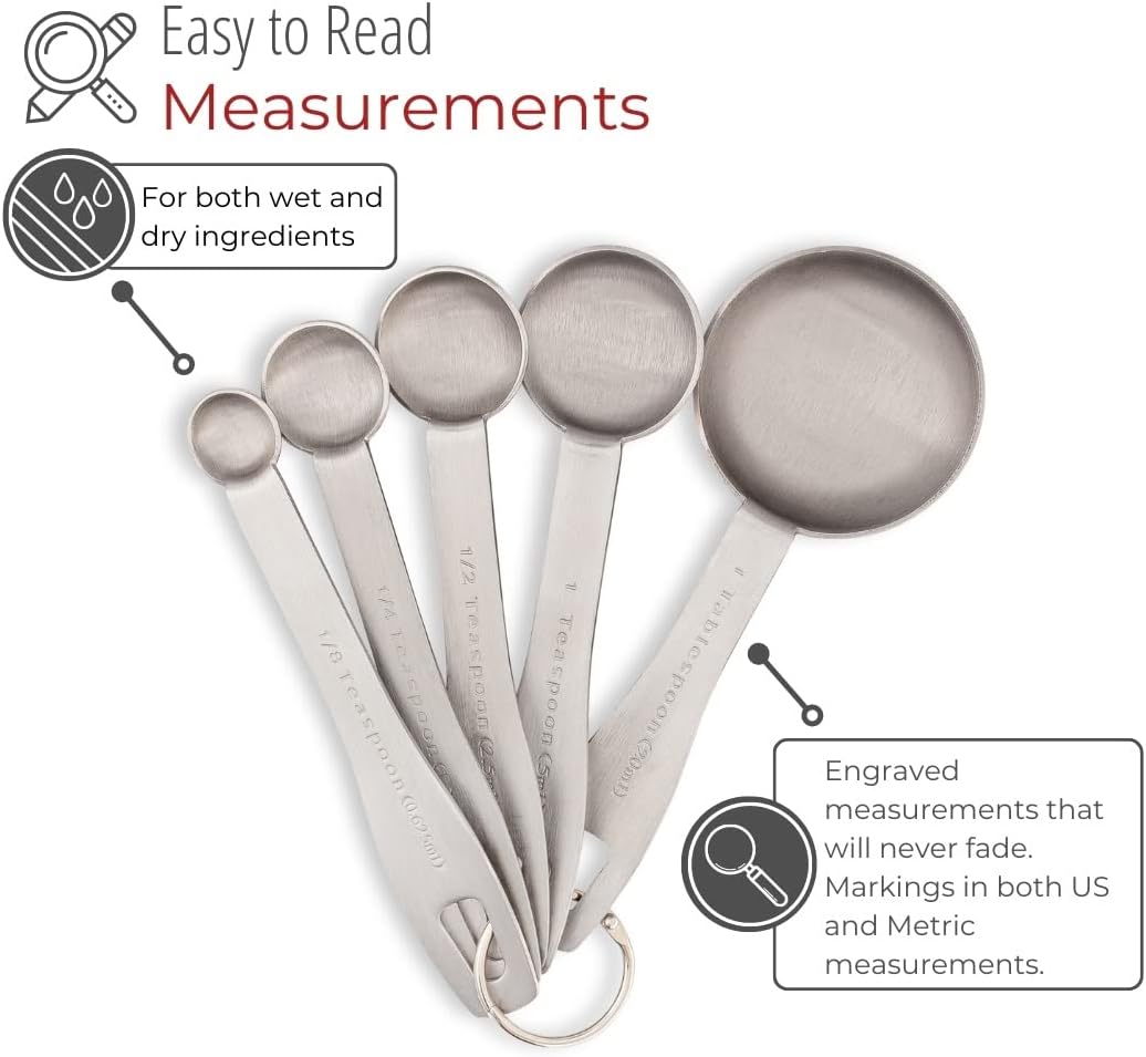 husMait Stainless Steel Measuring Cups & Spoons - 10 Piece Heavy Duty Measuring Cups & Spoons Set for Dry Foods, Spices or Liquids