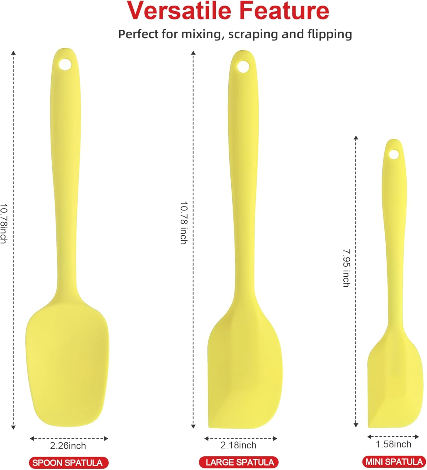 Silicone Spatula Set - Rubber Spatula - 600°F Heat Resistant Baking Spoon & Spatulas(Dark Grey)