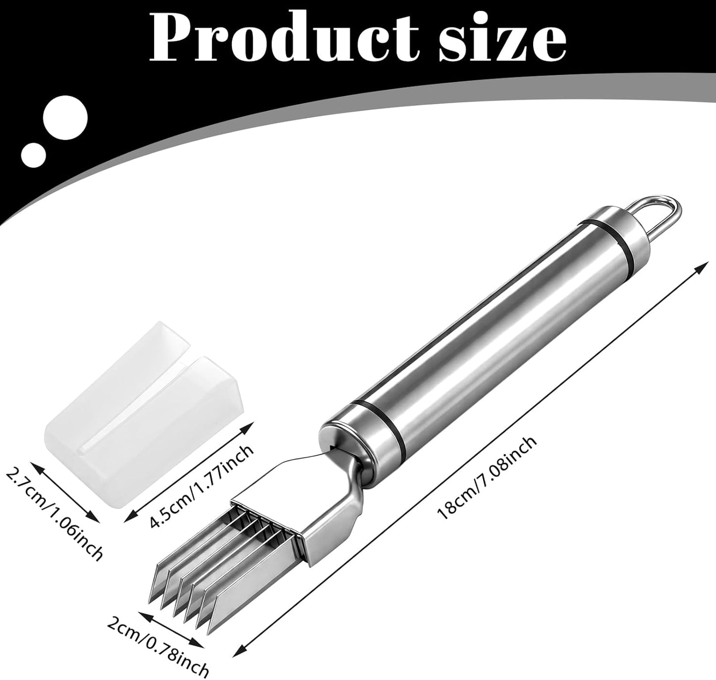 Green Onion Slicer, Multi-Blade Kitchen Scallion Cutters, Stainless Steel Shred Knife for Vegetable Garlic, Professional Kitchen Chopper Tool-Silver