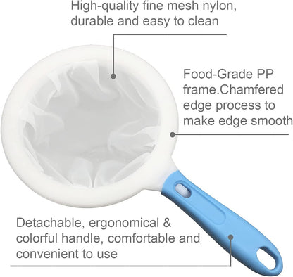 8.4in 80 Mesh Big Nylon Mesh Filter Ultra-Fine Sieve Sediments Strainer PP Frame for Straining Juice,Honey,Tea