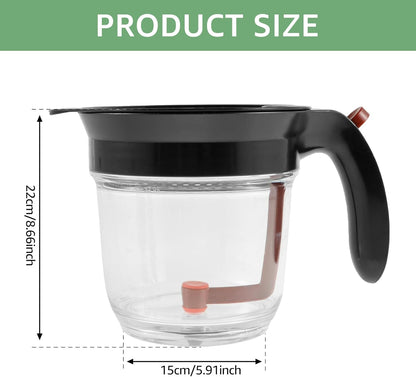 Fat Separator with Bottom Release and Oil Strainer Gravy Separator 4 Cups or 1000ml Fat Strainer Measuring Cup Plastic Soup Oil Separator Fat Skimmer for Gravy Sauces and Other Liquids Black