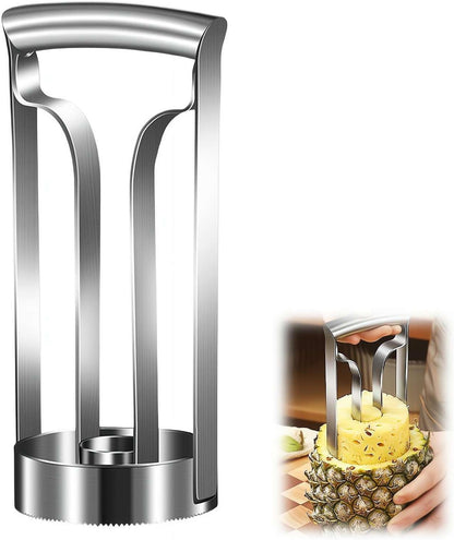 Stainless Steel Pineapple Corer – 304 Heavy Duty Fruit Slicer & Core Remover, 10-Second Pineapple Peeler Tool, Ergonomic Kitchen Gadget for Pineapple Rings, Easy Storage (7.9" Height)