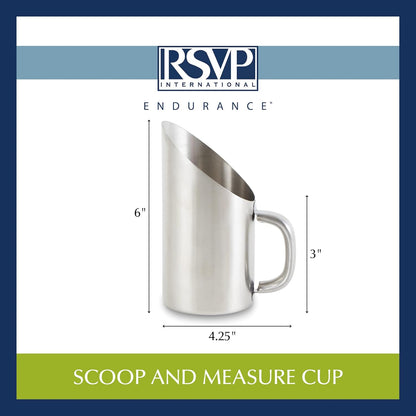 RSVP International Endurance Kitchen Collection Measuring Tools, Dishwasher Safe, Scoop & Measure, Stainless Steel