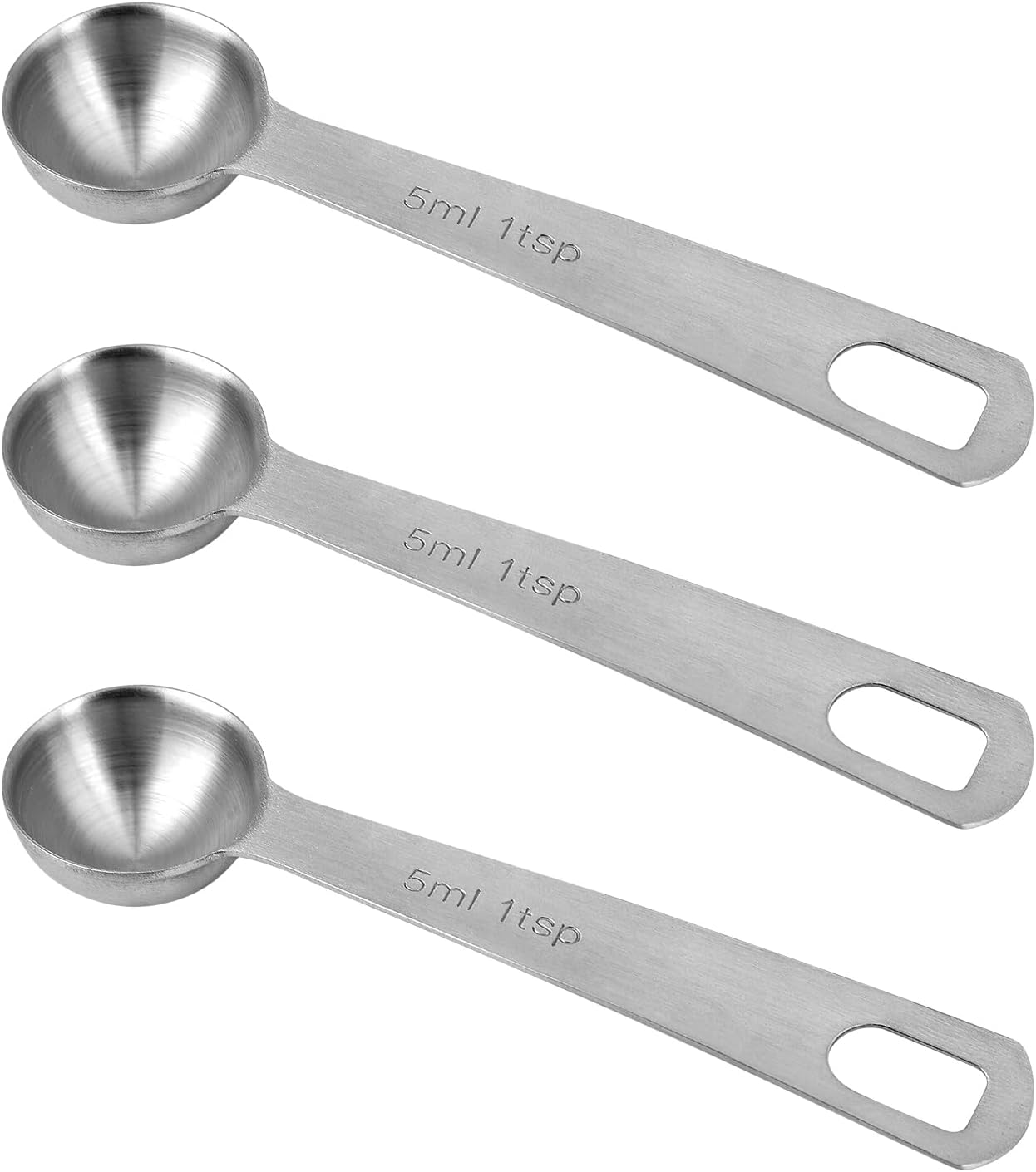 3pcs Measuring Spoon, Stainless Steel Table Spoons Measuring Spoons 1 Tsp Scoop Teaspoon 1/3 Tablespoon 5 ML | 5 CC Metal Spoon Short Handle for Kitchen Tea Soup Ingredients (Short)