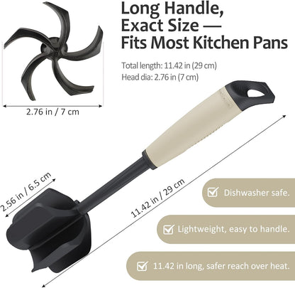 Ourokhome Meat Chopper and Potato Masher, Heat Resistant Nylon Ground Beef Smasher for Hamburger, 5 Curved Blades Nonstick Mixer & Stirrer, Practical Kitchen Gadgets, Black