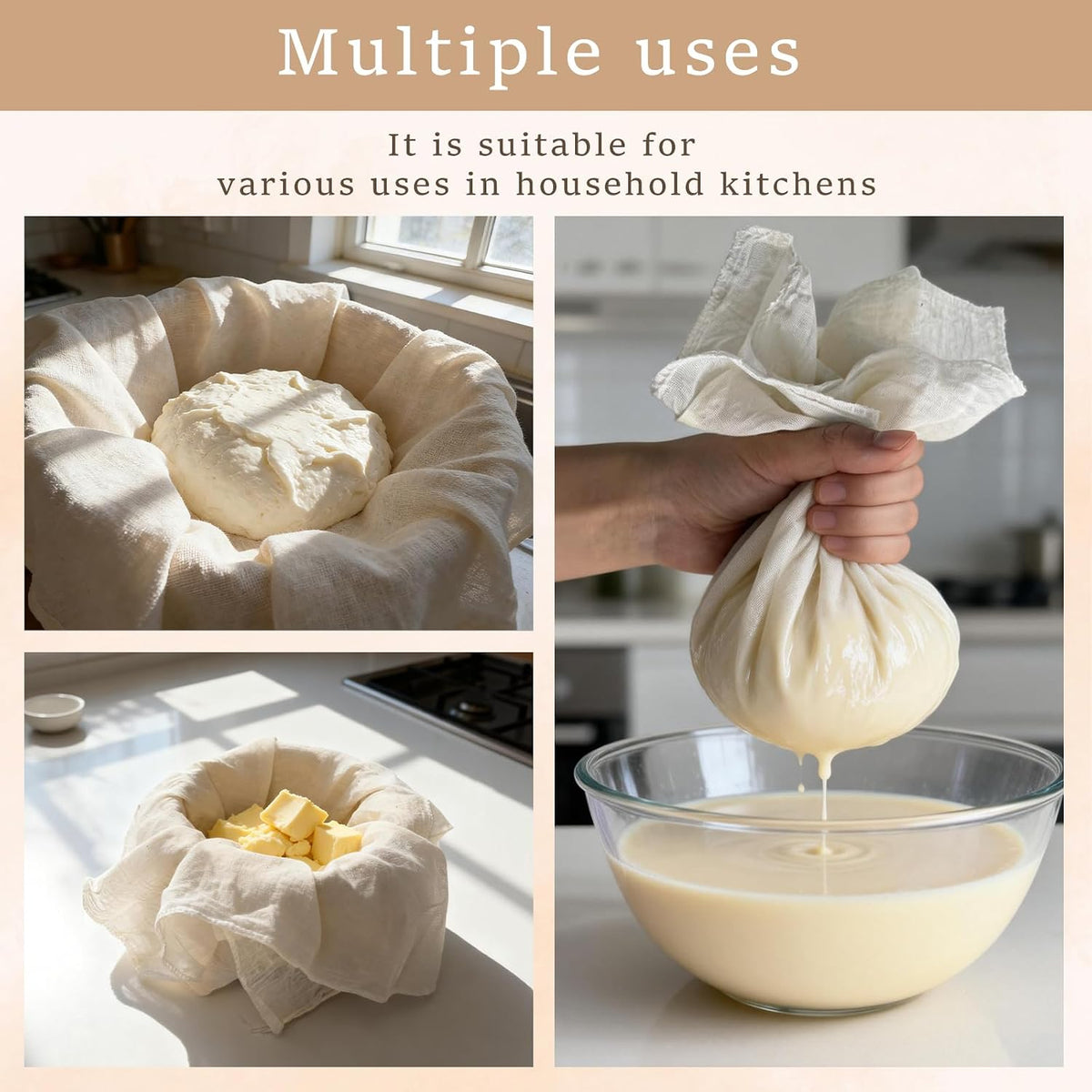 Cheese Cloths 20x20 Inch Cotton Unbleached for Straining