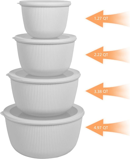 BoxedHome Mixing Bowls with Lids - 8 Piece Plastic Nesting Bowls Set includes 4 Prep Bowls and 4 Lids, Microwave and Dishwasher Safe, Green