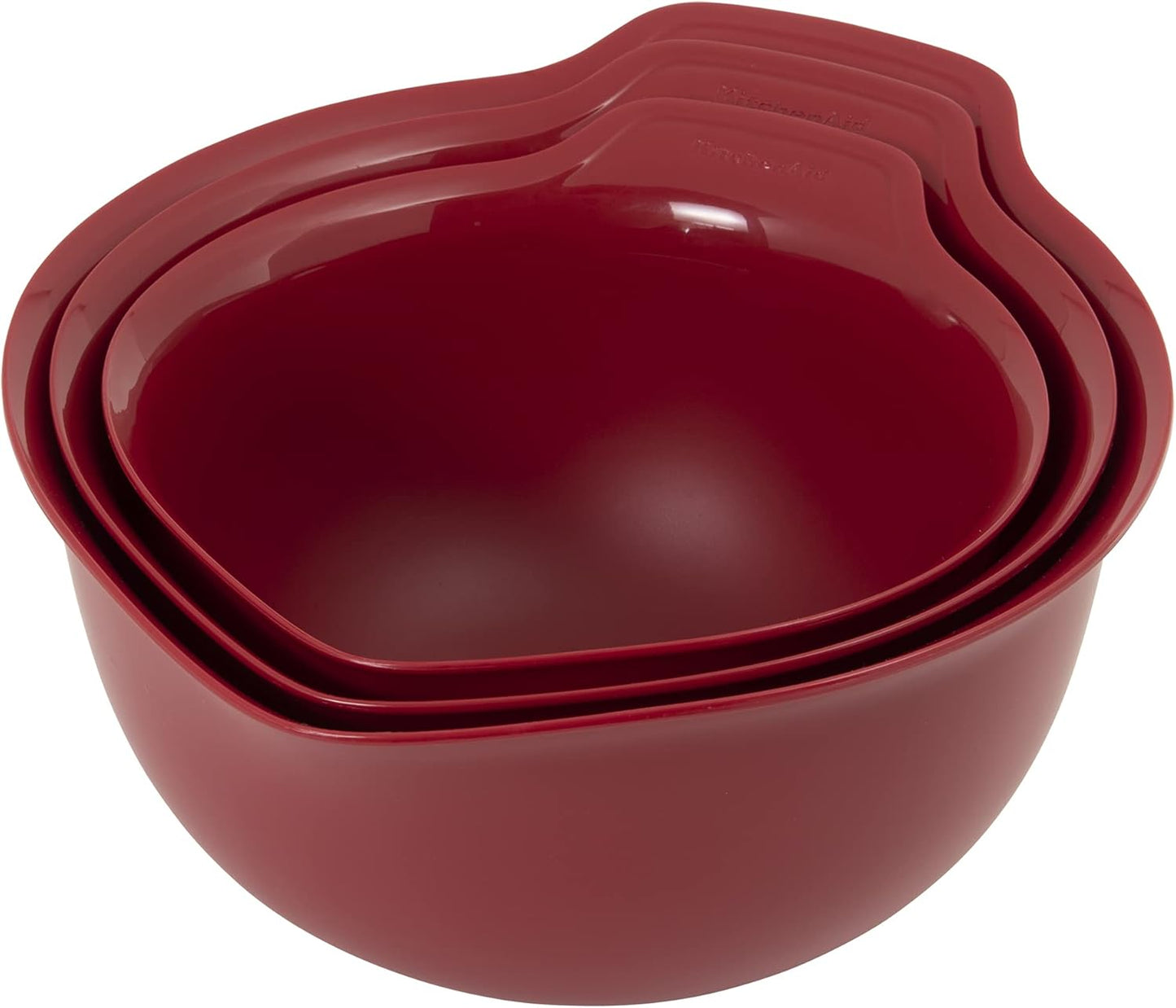 KitchenAid Universal Nesting Plastic Mixing Bowls, Set Of 3, 2.5 quart, 3.5 quart, 4.5 quart, Non Slip Base with Easy Pour Spout to Reduce Mess, Dishwasher Safe, Aqua Sky, White, Gray