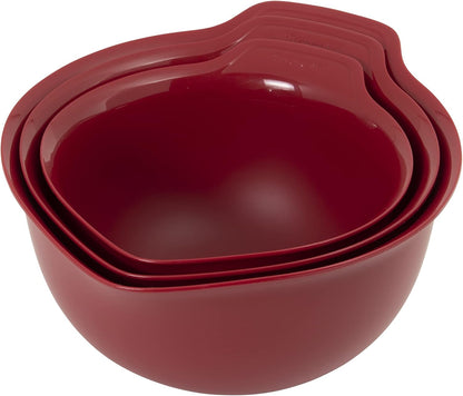 KitchenAid Universal Nesting Plastic Mixing Bowls, Set Of 3, 2.5 quart, 3.5 quart, 4.5 quart, Non Slip Base with Easy Pour Spout to Reduce Mess, Dishwasher Safe, Aqua Sky, White, Gray