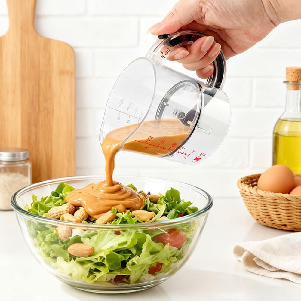 All-in-1 Adjustable Measuring Cup with Stainless Steel Measuring Spoons Set and Silicone Spatulas for Cooking/Baking/Ingredients, Kitchen Utensils Gadgets Cooking Lovers Gift(COLOR:Transparent)