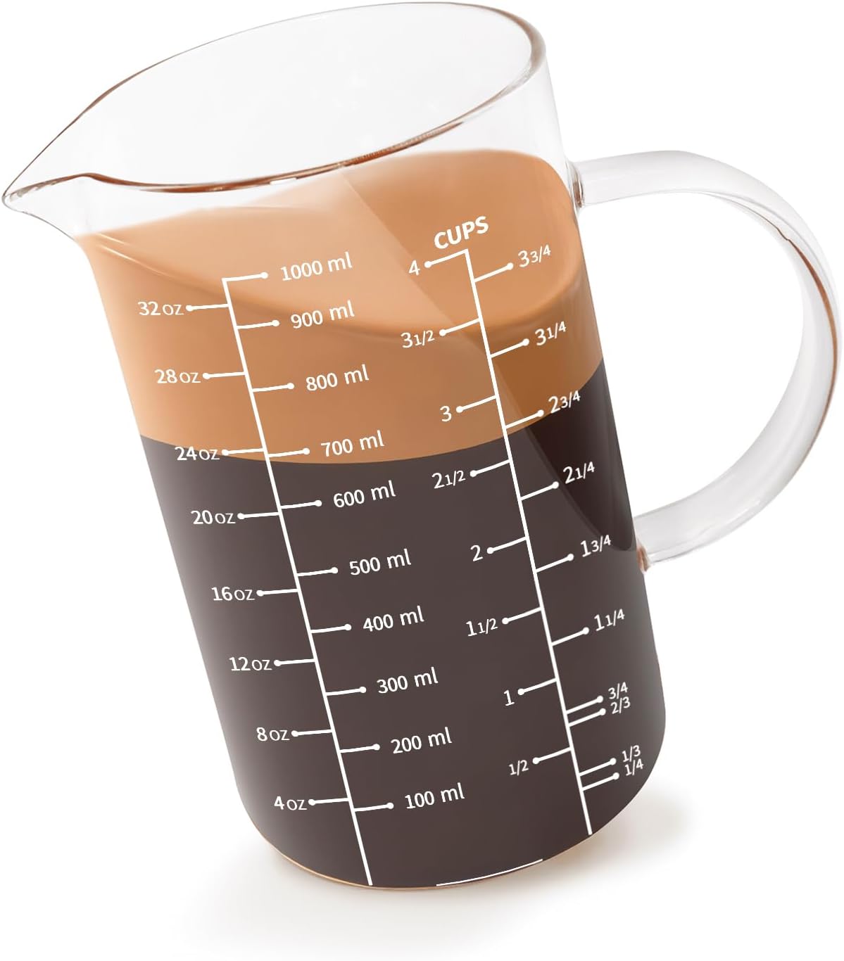 Newness 2-Cup Glass Measuring Cup For Baking and Cooking, (Upgraded, 3 Marking Including Cup/ML/Ounce Scale) Dishwasher, Freezer, Microwave, and Preheated Oven Safe, Essential Kitchen Tools