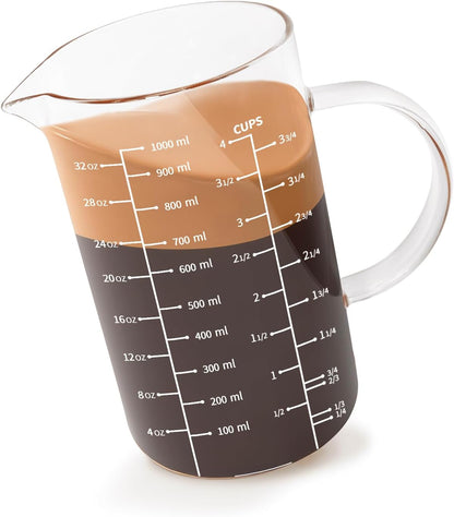 Newness 2-Cup Glass Measuring Cup For Baking and Cooking, (Upgraded, 3 Marking Including Cup/ML/Ounce Scale) Dishwasher, Freezer, Microwave, and Preheated Oven Safe, Essential Kitchen Tools