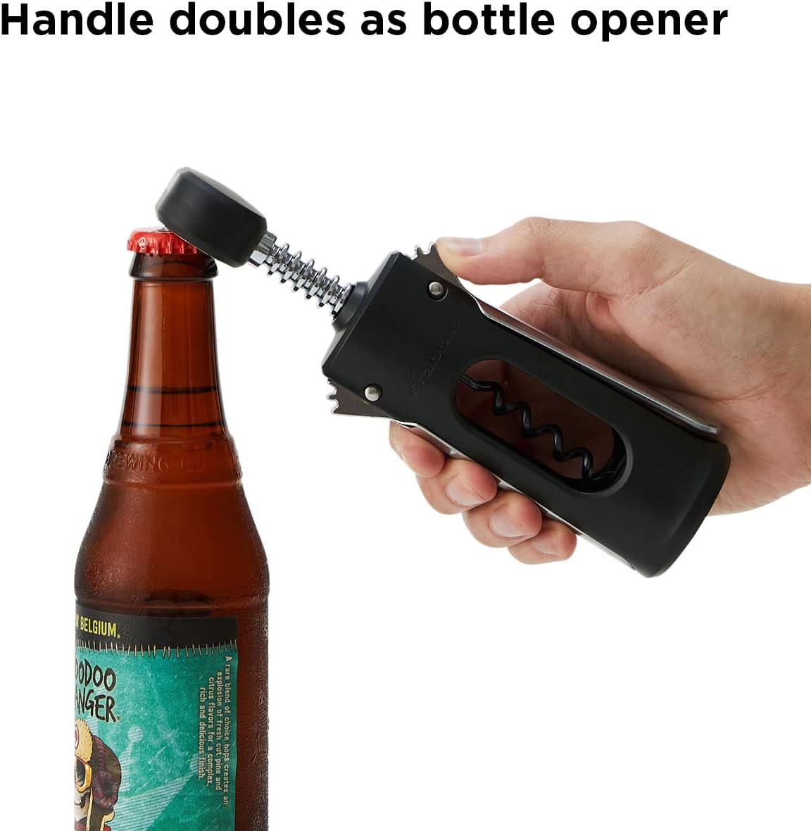 Rabbit Premium Wine Wing Corkscrew Wine Opener and Bottle Opener, Black 2.36 x 1.97 x 7.68 IN