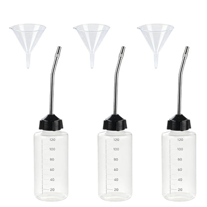 3 Pcs Needle Oiler (4 OZ), Precision Gun Oil Bottle, LDPE Oil Applicator with Extra Long 3.5 Inch Stainless Needle Tip – Easy to Use for Gun Oil, Crafts, Hinges, Sewing Machines and More