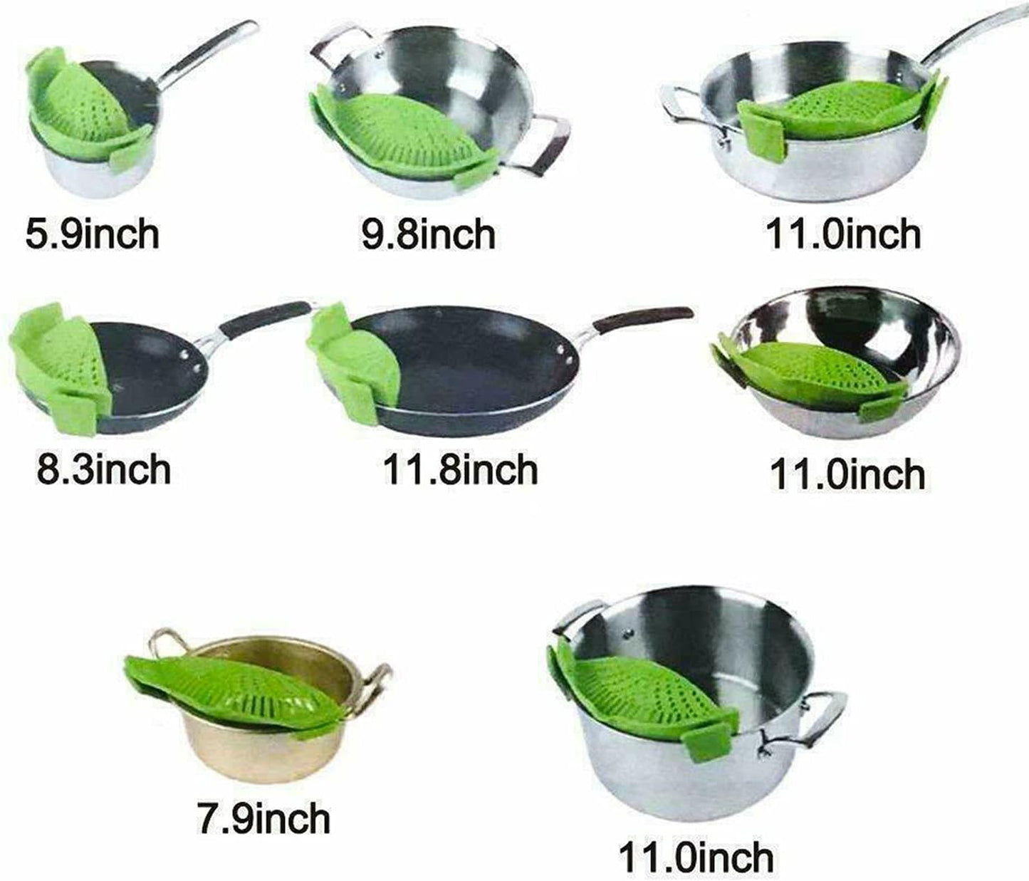 2 Pcs Clip on Strainer, Pot Strainer for Pasta Meat Vegetables Fruit, Silicone Strainers - Fit All Pots Bowls.