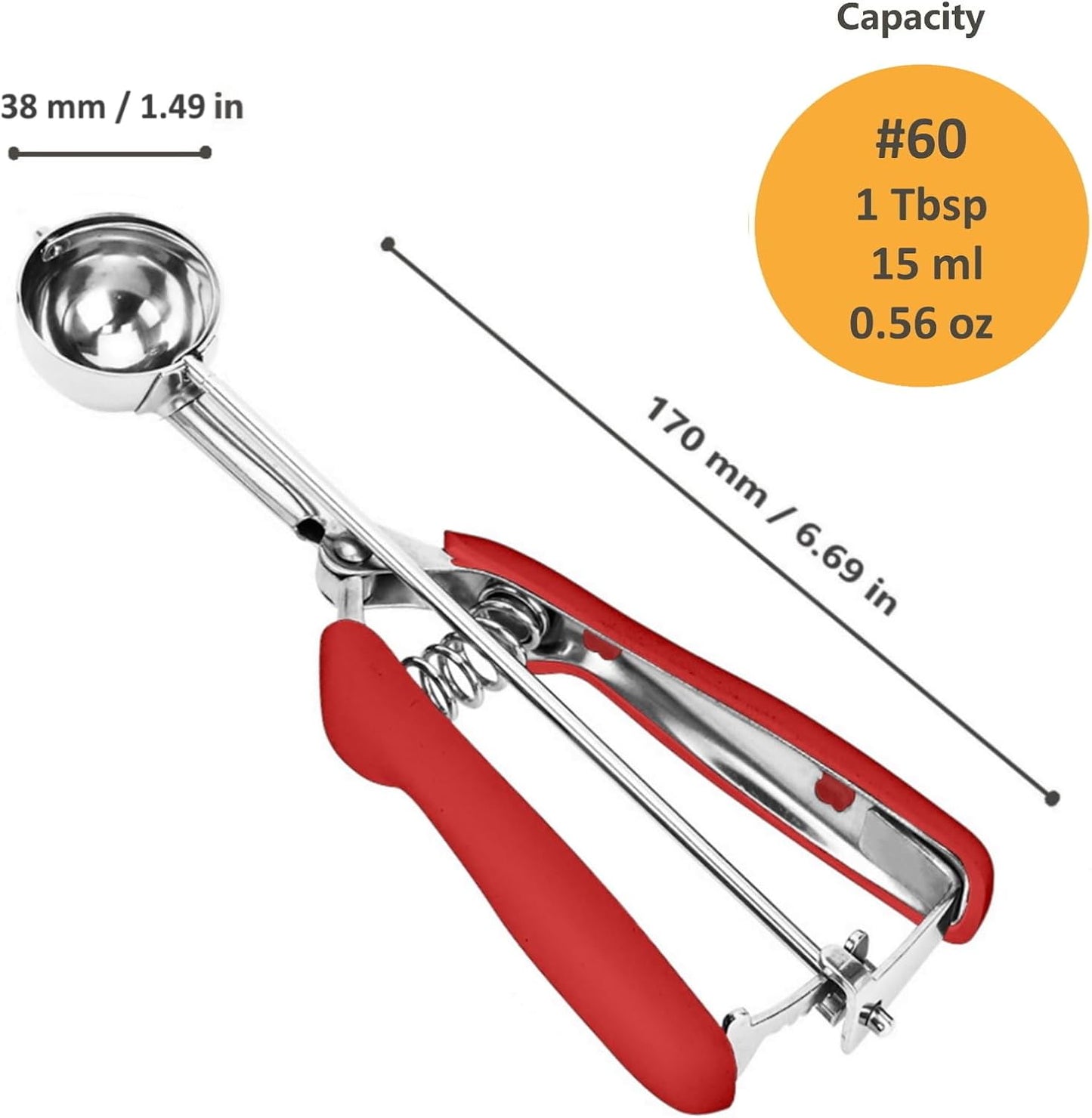 Cookie Scoop, Ice Cream Scoop, 1Tbsp/15 ml/0.5oz Cookie Scoops for Baking, 18/8 Stainless Steel Cookie Scooper for Baking, Ice Cream Scooper with Trigger Release, Cookie Dough Scoop with Non-slip Grip
