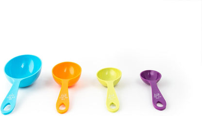 Fox Run Measuring Cup Set, 1/8 cup to 1 Cup, Multicolored 4 Cup Measuring Set