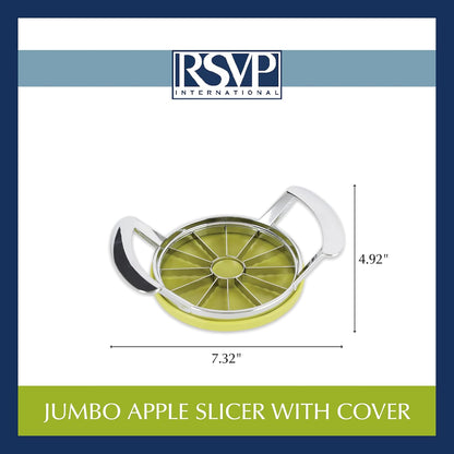 RSVP International Kitchen Tool Collection Core and Slice Apples, Jumbo Slicer, 7.32x4.92", Stainless Steel with Lid
