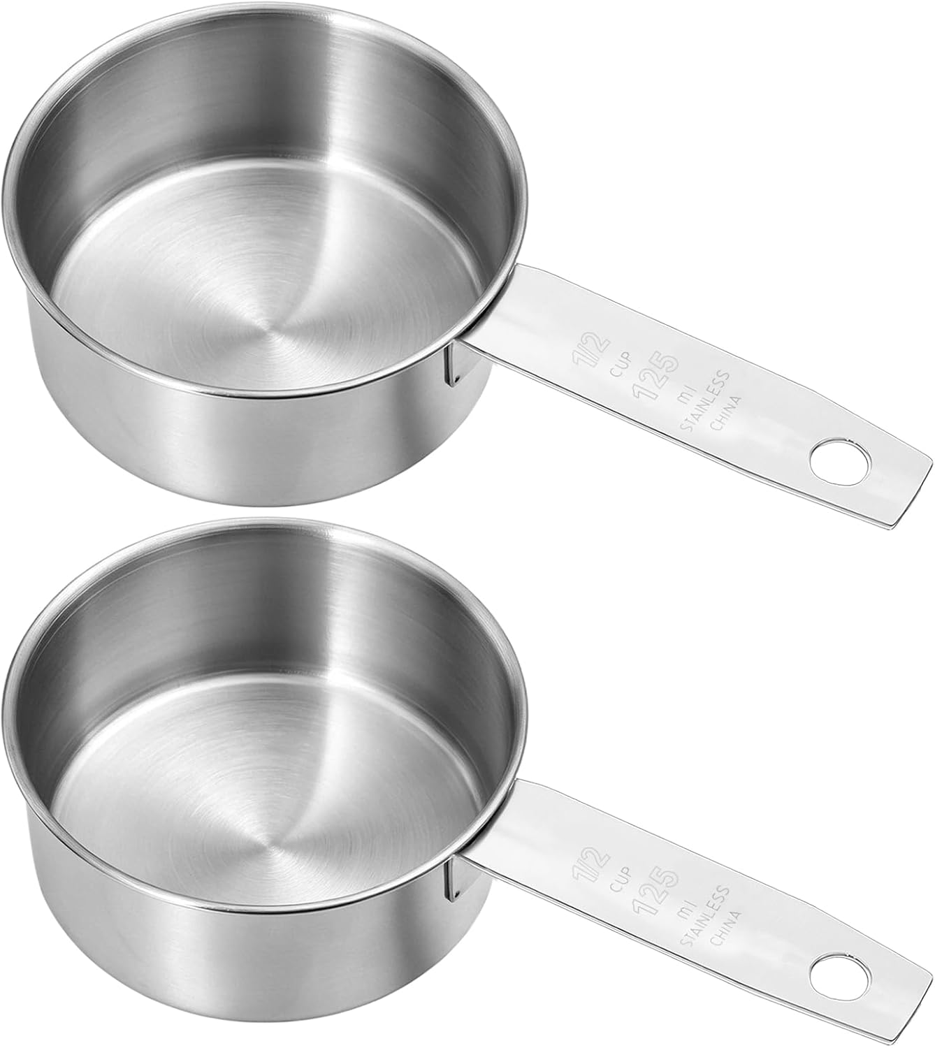 2 Pcs 1/8 Cup (30ml, 1oz) Measuring Cup, Stainless Steel Measuring Scoop Coffee Scoops Small Metal Measure Cups Tablespoon for Wet and Dry Ingredients, Metric and US Measurement, Dishwasher Safe