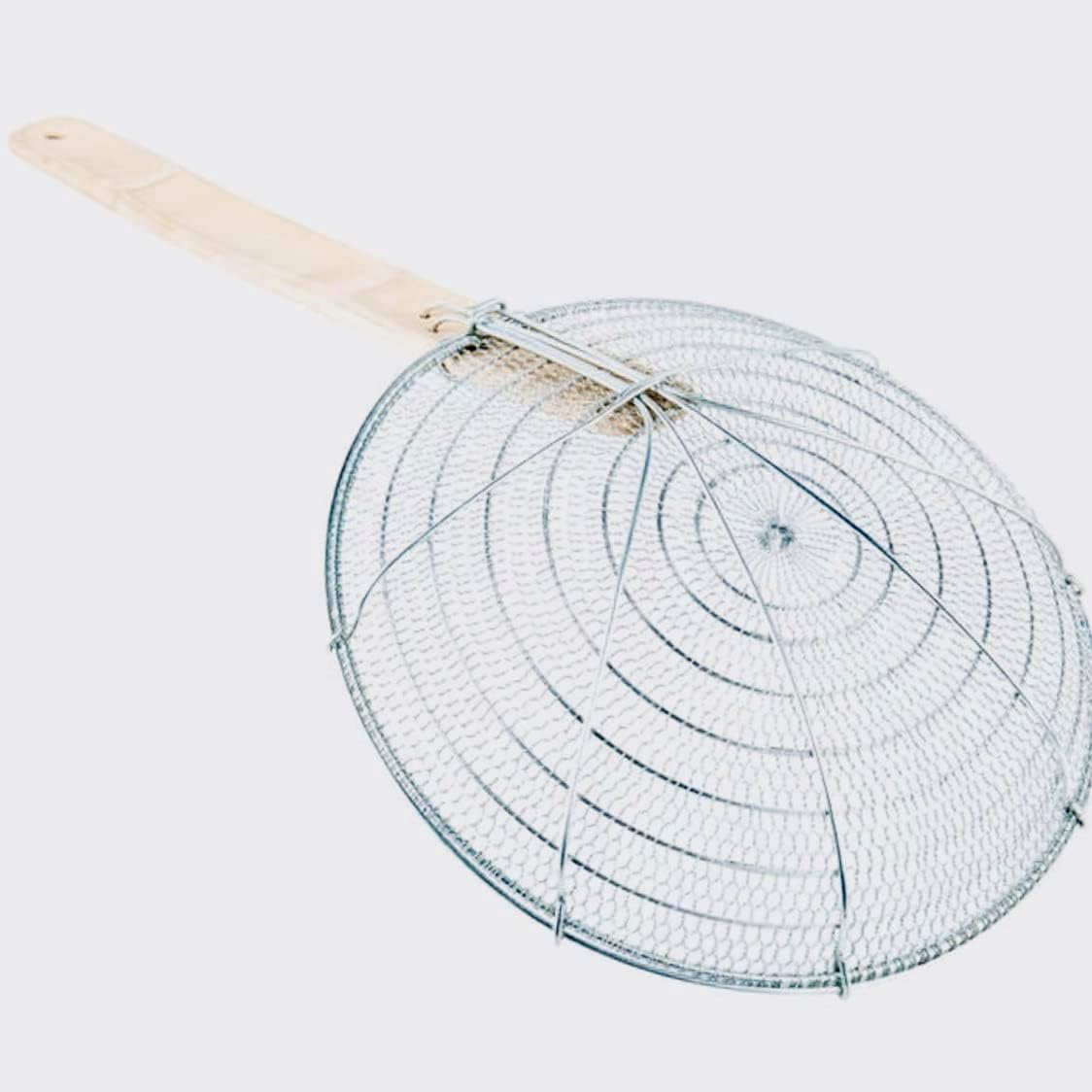 8-Inch Galvanized Steel Spider Strainer – Fine Mesh Skimmer with Natural Bamboo Handle for Cooking & Frying Ideal for Home & Professional Kitchens