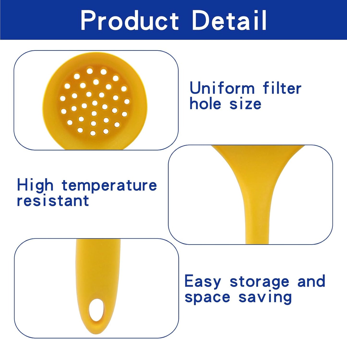 BokWin 1 Pcs Round Slotted Spoon Heat Resistant Silicone Strainer Spoon Non Stick Skimmer Spoon for Cooking Vegetable(Grey)