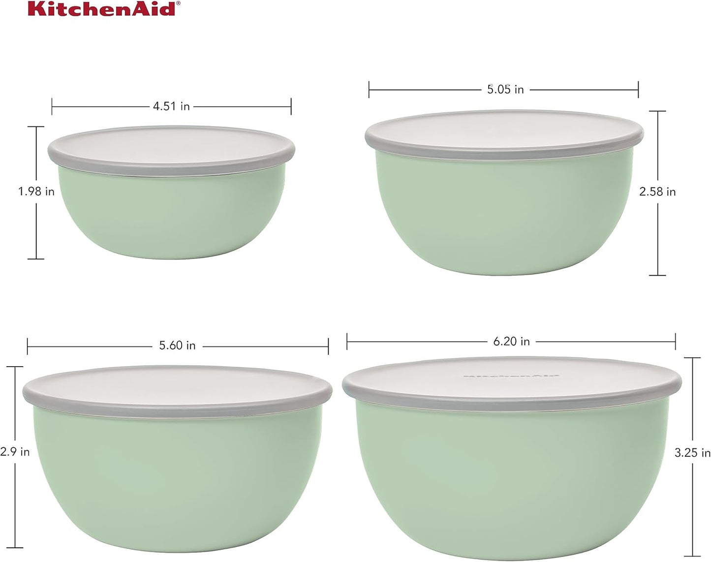 KitchenAid Prep Bowls with Lids, Set of 4