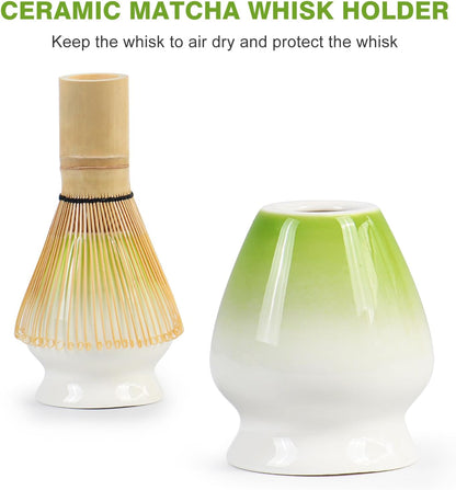 Matcha Whisk Set - Premium Complete Ceremonial Grade Matcha Set with Bamboo Whisk, Matcha Bowl with Spout, Scoop, Sifter & Holder - Authentic Japanese Tea Kit for Traditional Tea Preparation