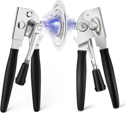 Commercial Crank Can Openers Manual, Heavy-Duty Can Opener—Ergonomic Design, Black