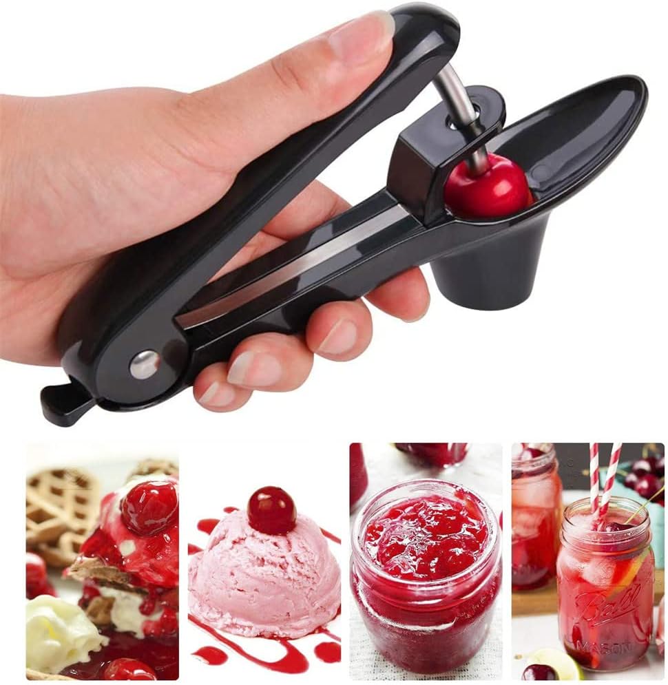 Yun River Cherry and Olive Pitter - Green, Stainless Steel, Easy to Use, Dishwasher Safe