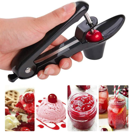 Yun River Cherry and Olive Pitter - Green, Stainless Steel, Easy to Use, Dishwasher Safe