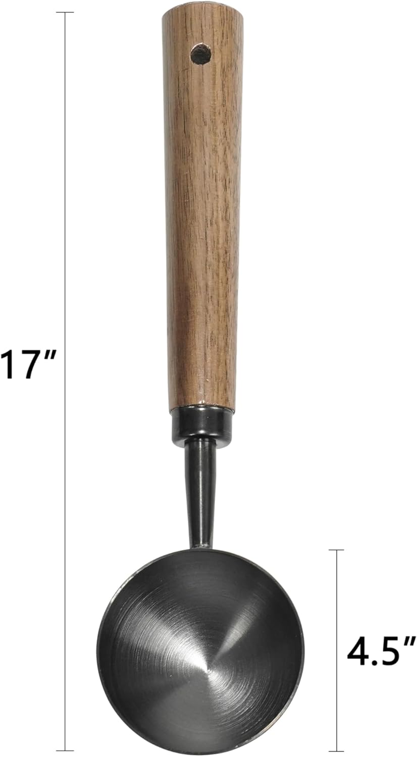 Stainless Steel Coffee Scoop with Walnut Handle - 2 Tablespoon Metal Measuring Spoon for ground Coffee, Espresso, Bath Salts, Formula - Durable Multi-Purpose Scooper (Silvery)