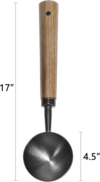 Stainless Steel Coffee Scoop with Walnut Handle - 2 Tablespoon Metal Measuring Spoon for ground Coffee, Espresso, Bath Salts, Formula - Durable Multi-Purpose Scooper (Silvery)