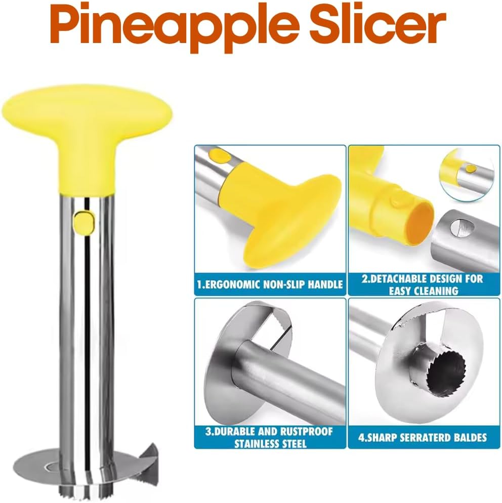 3PCS Stainless Steel Apple, Avocado & Pineapple Slicer Set – Heavy-Duty Corer & Cutter with Reinforced Blade for Quick & Easy Fruit Cutting Prep – Sharp, Durable & Ergonomic Kitchen Tool”