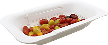 Over-the-Sink Expandable Colander – BPA-Free Collapsible Plastic Strainer for Fruits, Vegetables, Pasta & Dishes – 14.25" to 19.5" Adjustable Sink Basket – Black