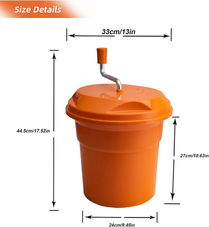 2.5 Gallon Salad Spinner,Large Capacity Vegetable Friuts Salad Dryer,Commercial Manual Salad Mixer for Restaurants Kitchen & Catering,Green & Orange. (Green, 2.5 Gallon)