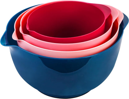 BoxedHome Green Ombre Nesting Plastic Mixing Bowl Set With Pour Spout, Microwave and Dishwasher Safe, BPA free Non-Slip Base, Set of 4 Size 1.7, 2.5, 3.5 and 4.5qt, Great for Prepping, Baking, Cooking