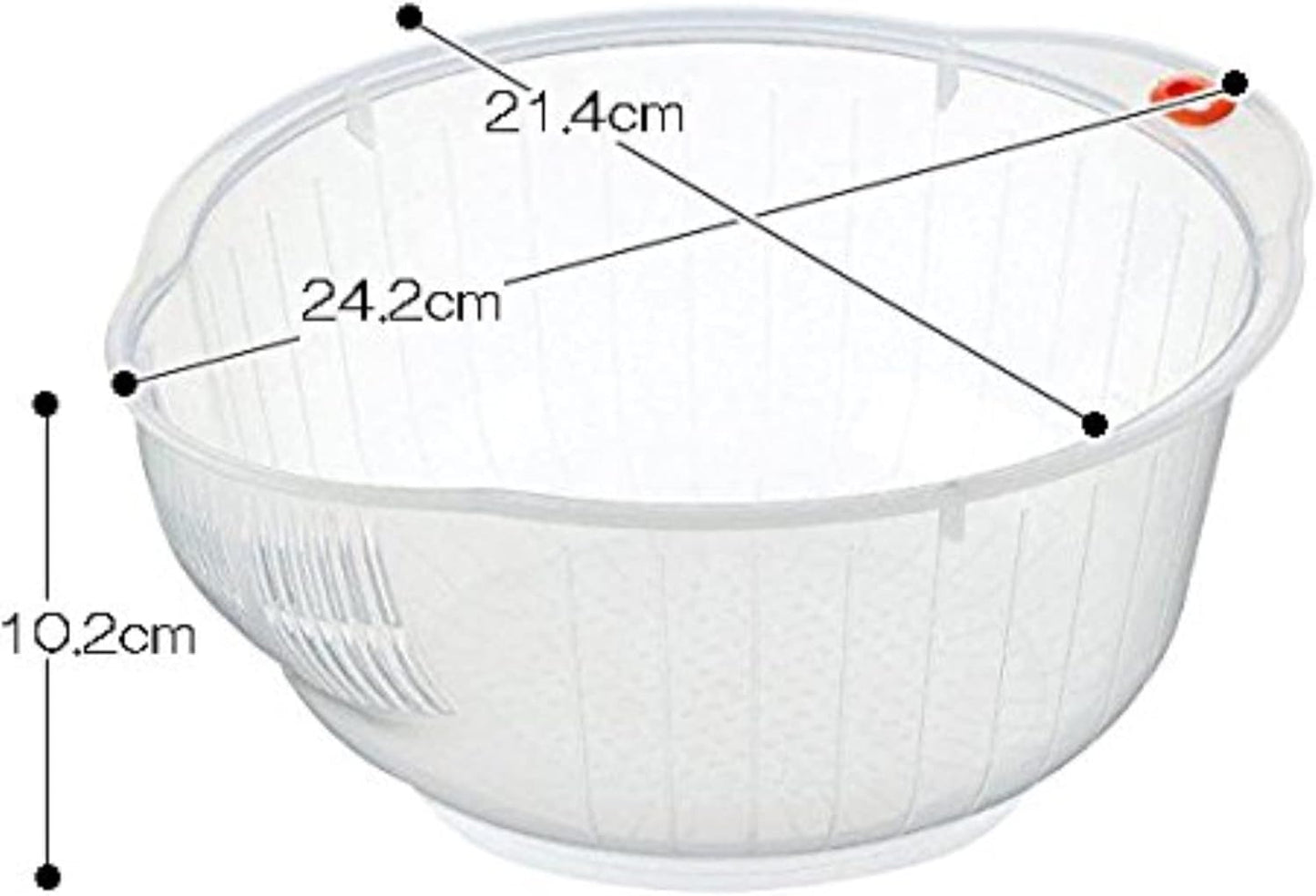 Inomata Japanese Rice Washing Bowl with Strainer, 2.5-Quart Capacity