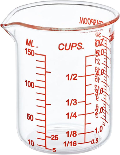 High Borosilicate Glass Measuring Cup-V-Shaped Spout，Glass Measuring Beaker for Kitchen or Restaurant, Easy to Read, 60 ML (2 Oz)-Pack of 2