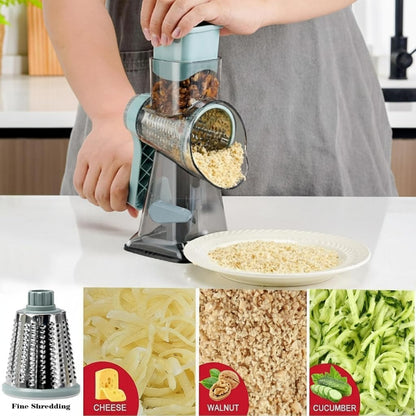 YOUCZON Rotary Cheese Grater Multi-Purpose Stainless Steel Cheese Shredder - Cheese Grater With Handle Effortless Grating of Carrots, Potatoes, Vegetables, and Fruits (Red)