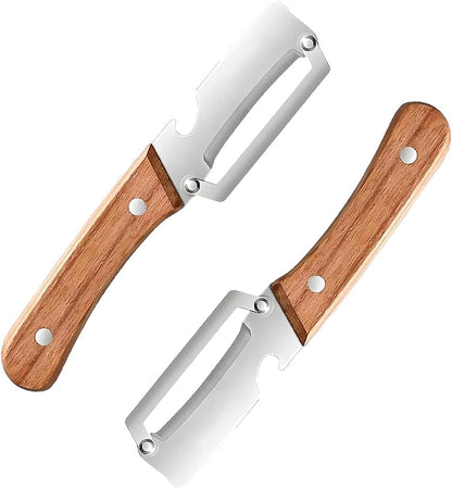 2-in-1 Multifunctional Vegetable Peeler with Wooden Handle & Stainless Steel Blade, Multifunctional Vegetable Peeler, Built-in Bottle Opener, Fruit & Vegetable Kitchen Peeling Tool (2Pcs)