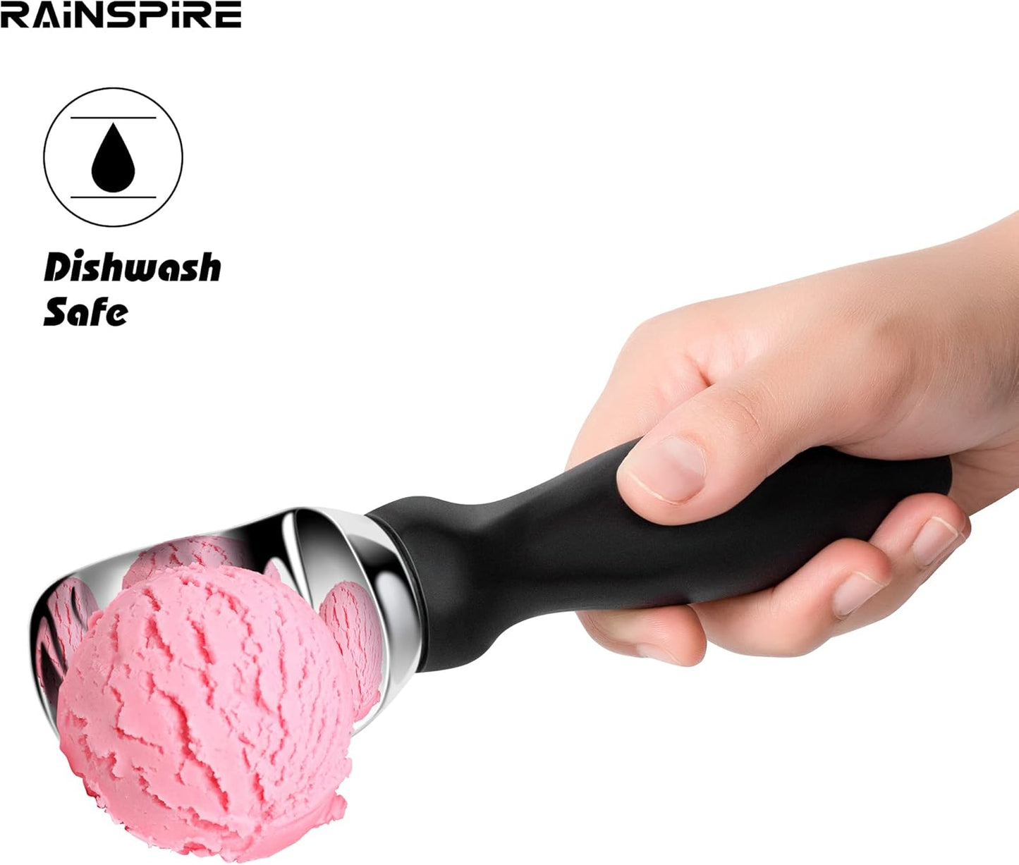Rainspire Ice Cream Scoop Stainless Steel with Comfortable Handle, Ice Cream Scooper Heavy Duty, Ice Cream Spade Great for Spooning Frozen Hard Gelato and Sorbet, Cookie Dough, Melon, Purple