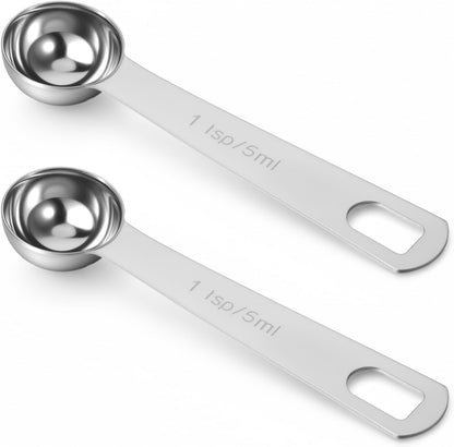 2 Pcs Teaspoon Measuring Spoons, Stainless Steel Short Design Kitchen Tools for Precise Cooking, 1/3 Tablespoon 5ml Kitchen Gadgets for Precise Measurement, Baking