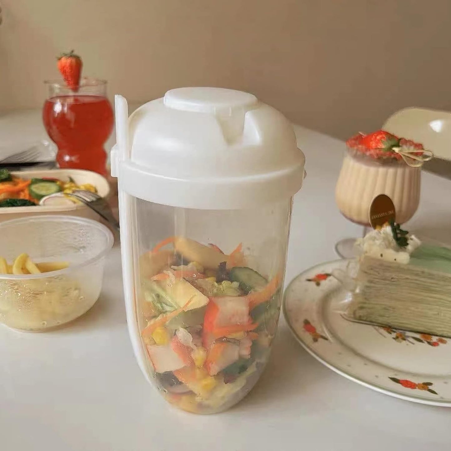 Fresh Salad Cup Salad Dressing Container to Go Salad Meal Shaker Salad Dressing Holder for Lunch Green, salad dressing shaker
