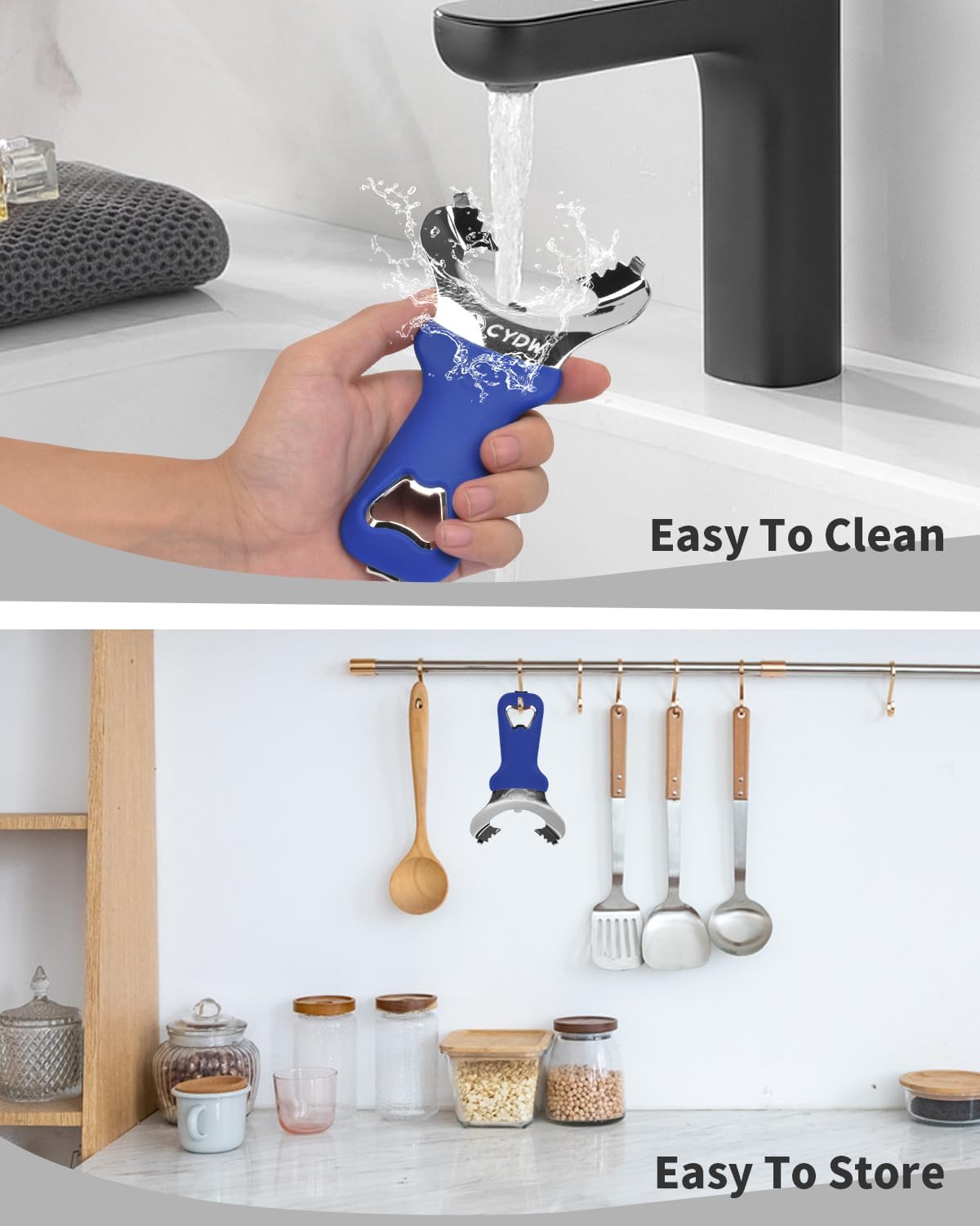 CYDW Mason Jar Opener Tool with Soft Touch Handle, No Lid Dents or Damage, Can Opener Manual Multi-Purpose, Easy Twist Manual Handheld Top Remover, Canning Supplies, Bottle Opener, Made for Lifetime