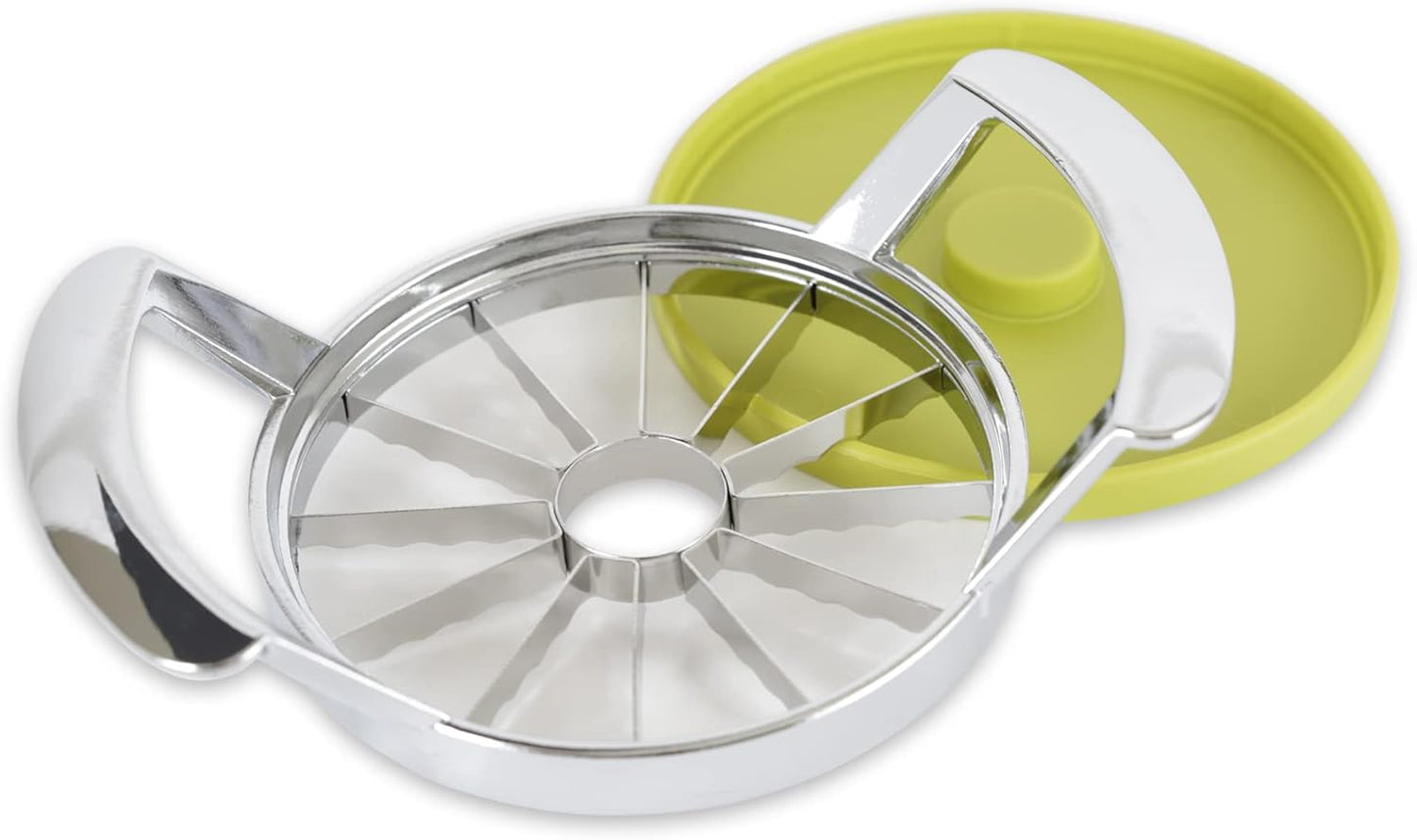 RSVP International Kitchen Tool Collection Core and Slice Apples, Jumbo Slicer, 7.32x4.92", Stainless Steel with Lid
