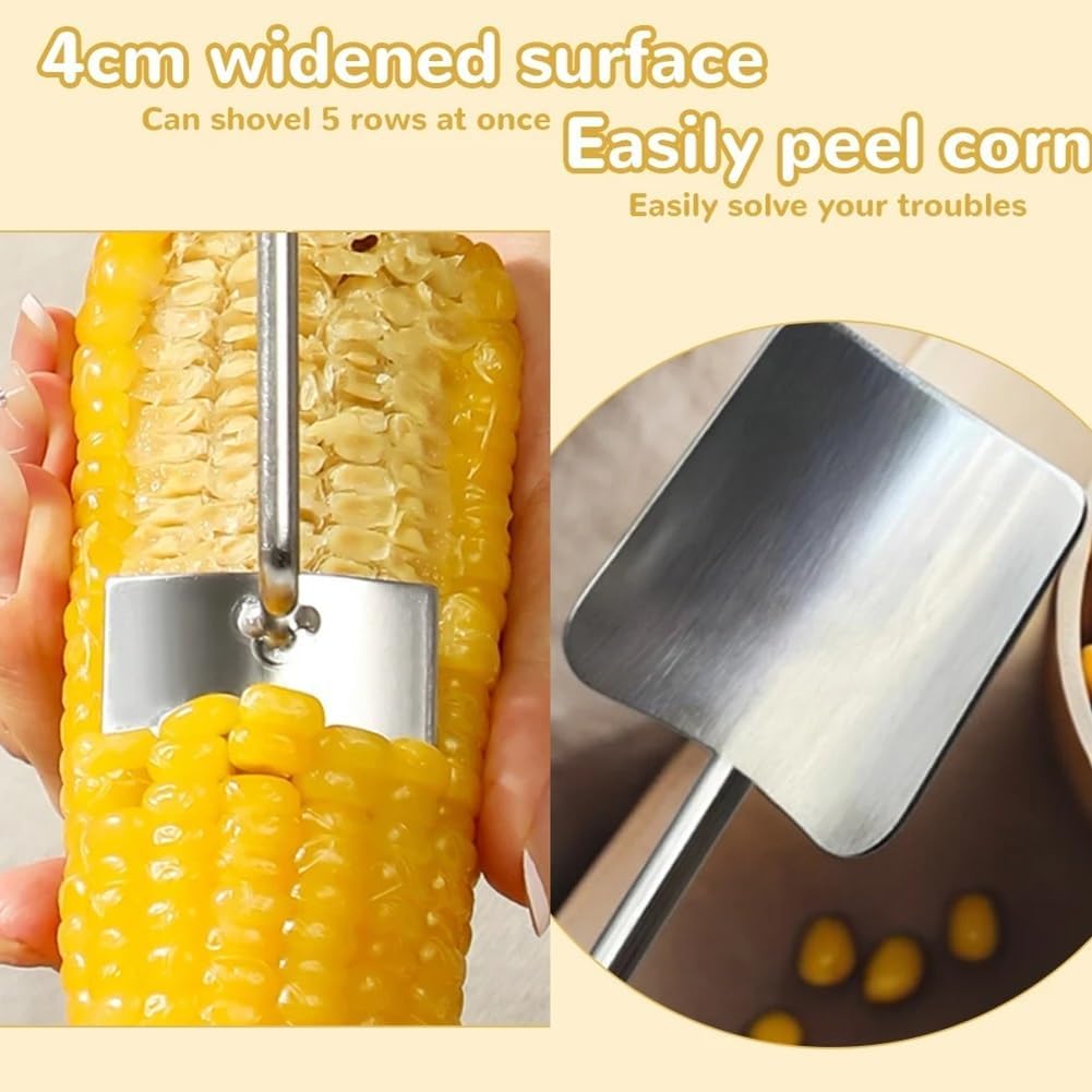 Corn Peeler Stainless Steel Corn Cob Stripping Tool Long Handle Corn on the Cob Remover Corn Thresher from the Cob Removes Corn Kernels from Corn Cobs In Seconds, Kitchen Gadget, Fast and Safe
